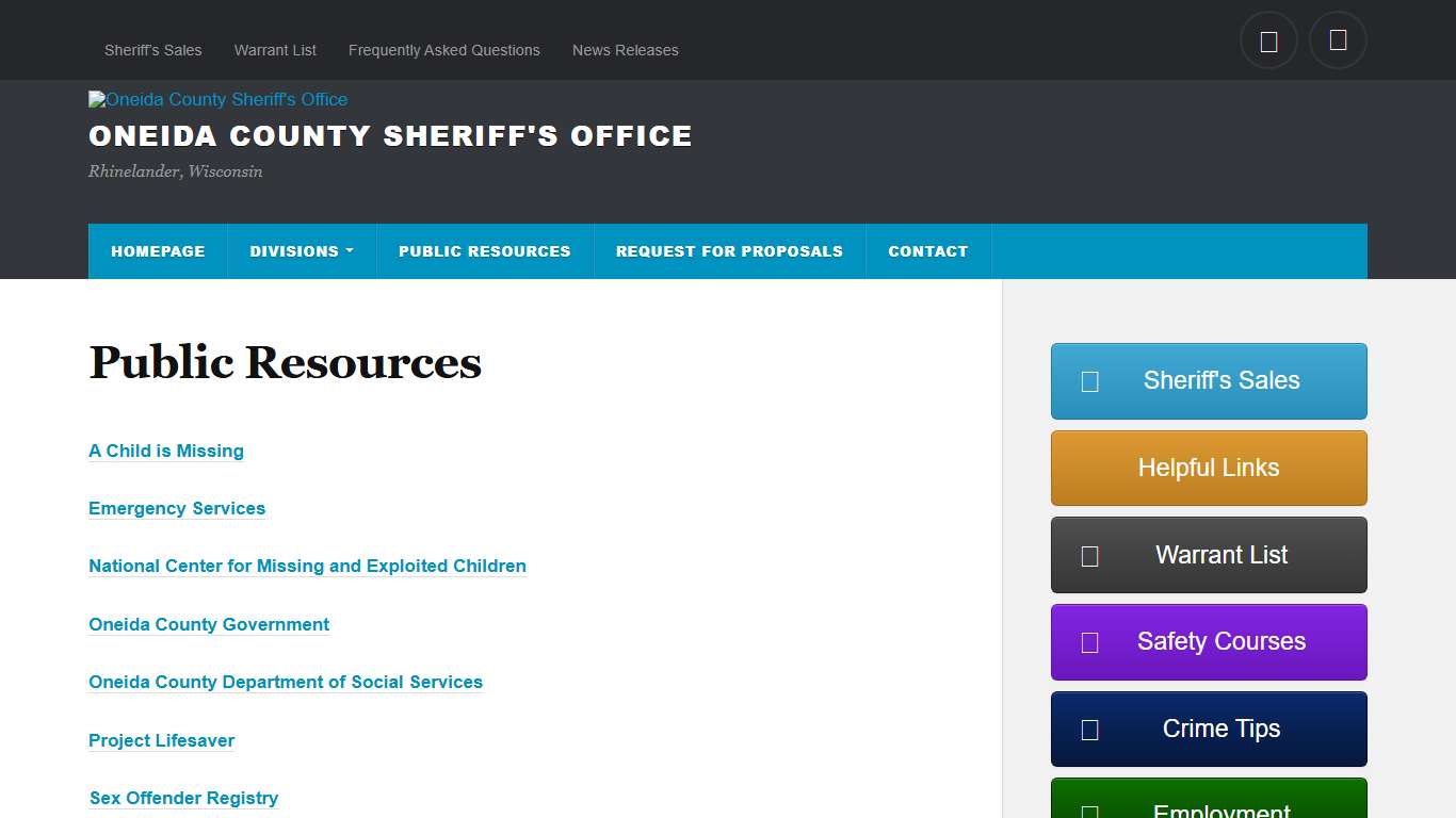 Public Resources – Oneida County Sheriff's Office
