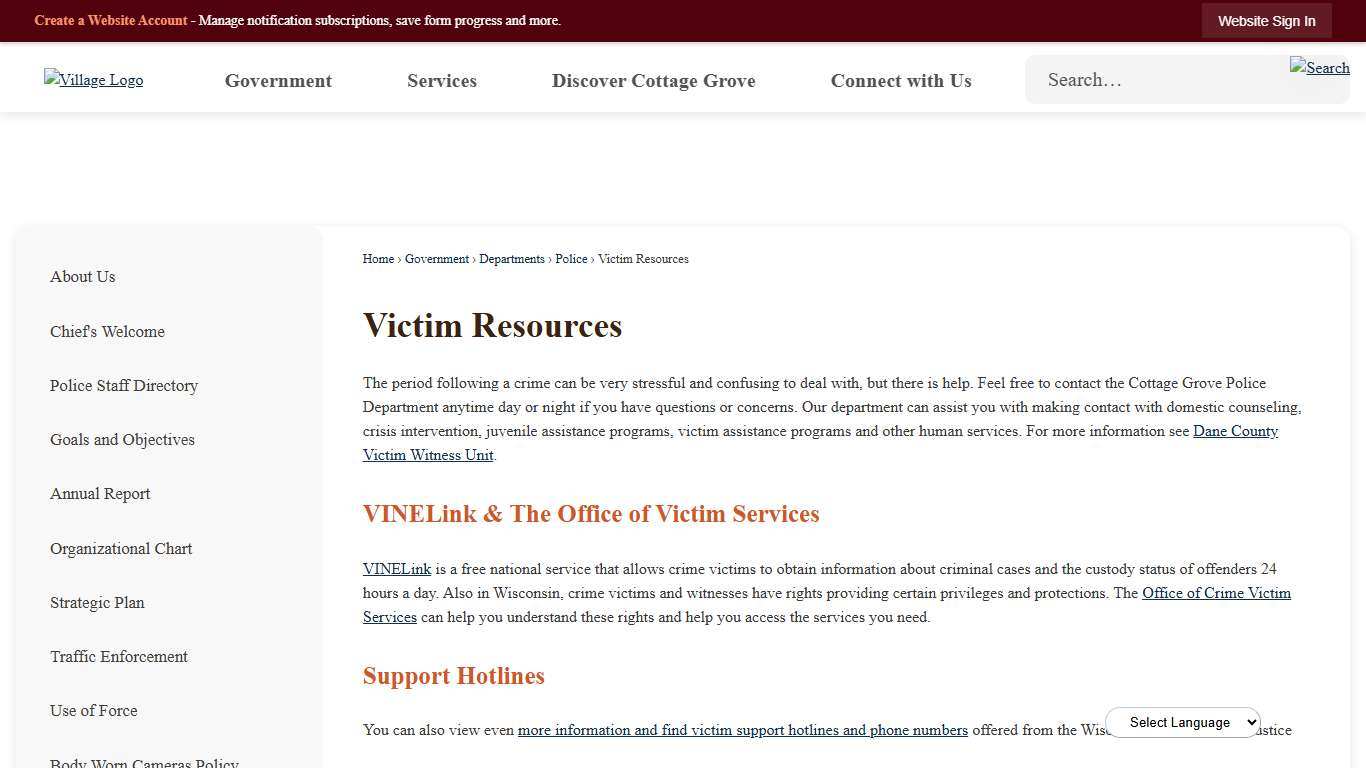 Victim Resources Cottage Grove, WI